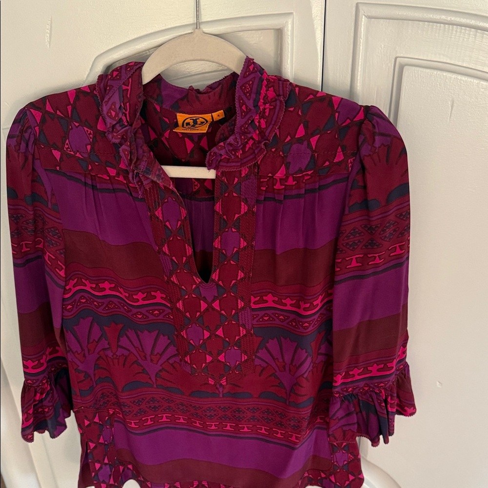 Tory Burch Purple & Magenta Boho Tunic Top